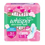 Whisper Ultra Skin Love Soft Sanitary Pads for Women XL+ 15 Count