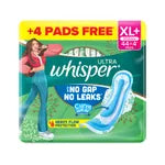 Whisper Ultra Upto No Gap No Leaks Sanitary Pads XL+ 44 Count