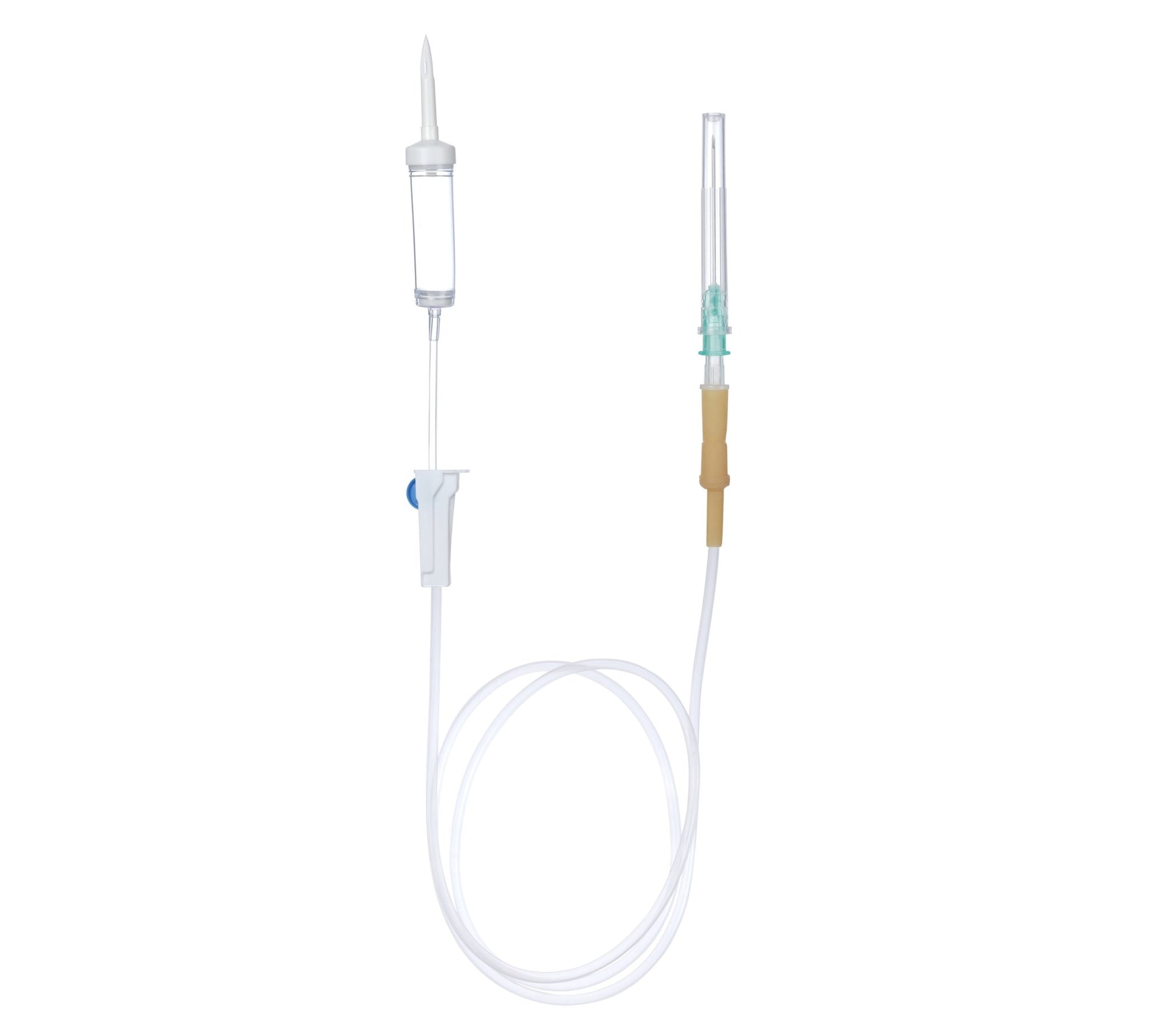 White Plus I.V. Set Nonvented With Latex Tube - Global Surgicals