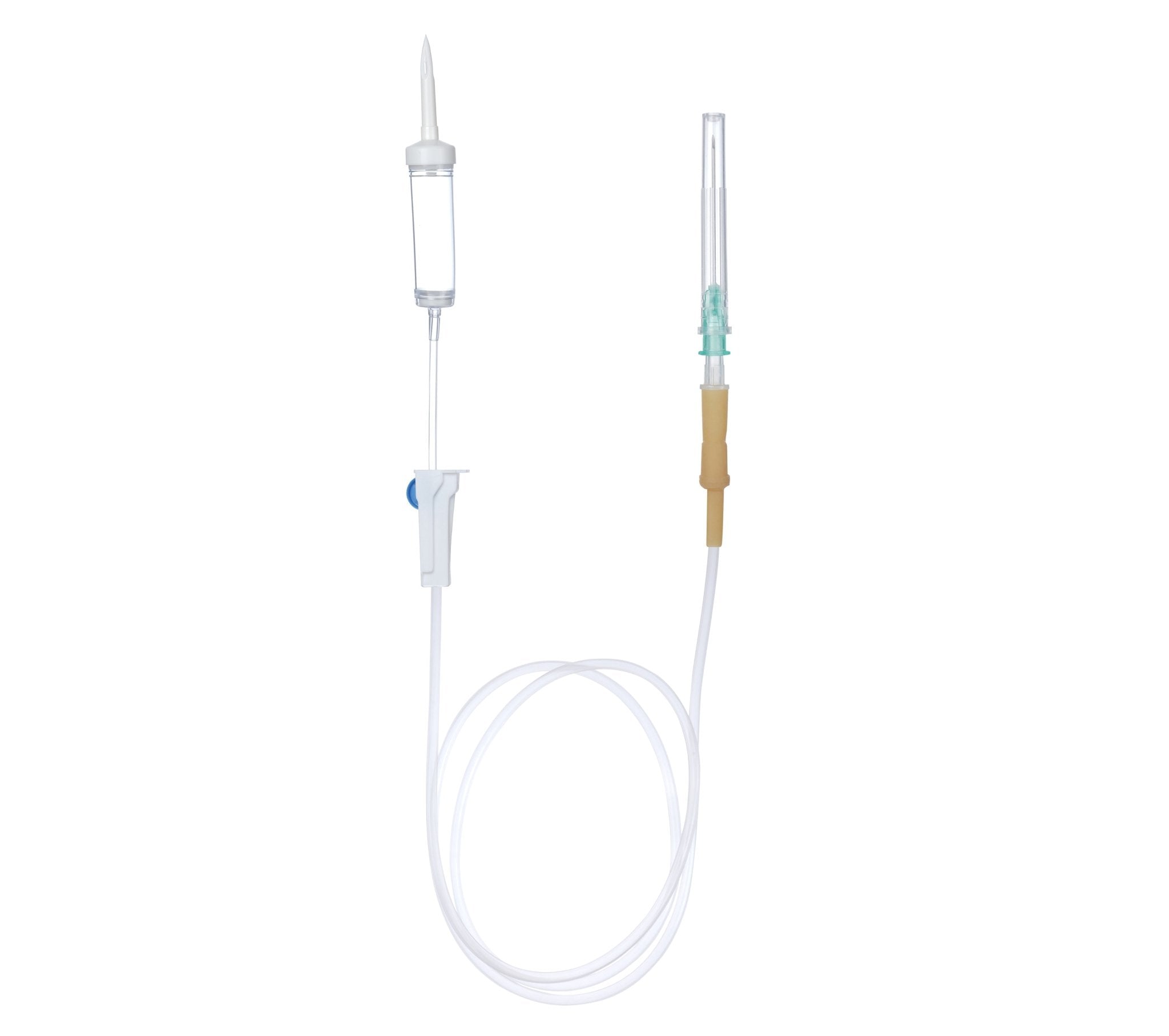 White Plus I.V. Set Nonvented With Latex Tube - Global Surgicals