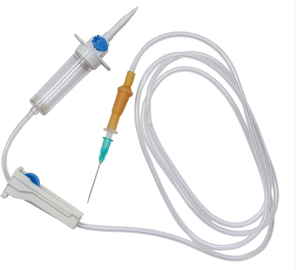 White Plus I.V. Set Vented With Latex Bulb - Global Surgicals