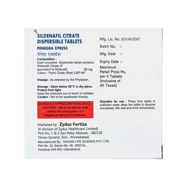 Penegra Xpress 50mg Tablet 4'S