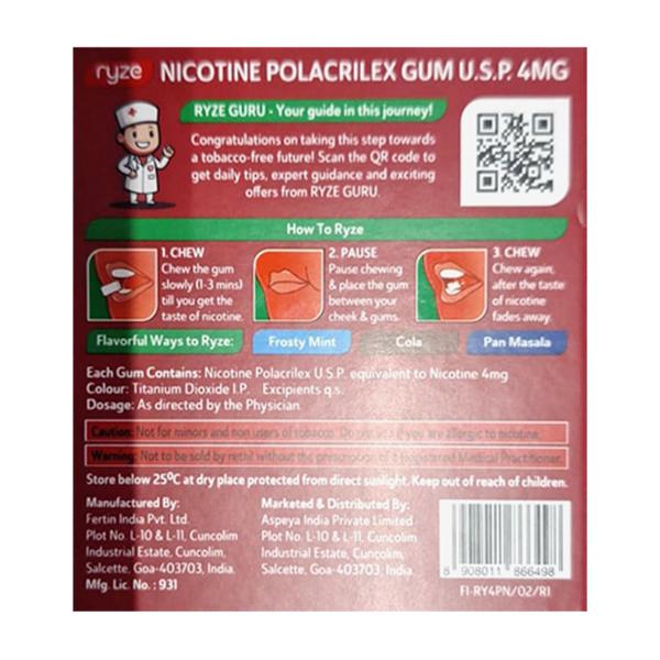 RYZE 4 MG ROYAL PAAN NICOTINE Gum 9's