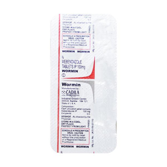 Wormin 100mg Tablet 6'S - Global Surgicals