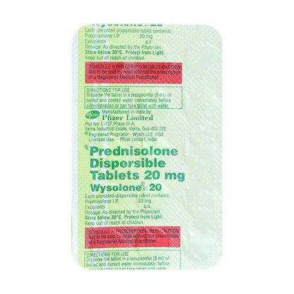 Wysolone DT 20mg Tablet 15'S - Global Surgicals
