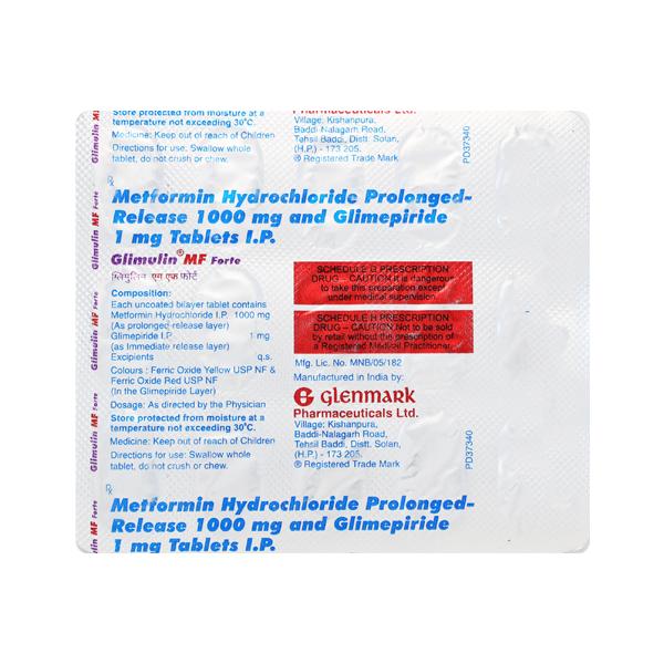 Glimulin MF Forte 1mg/1000mg Tablet 15'S