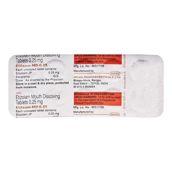 Etilaam MD 0.25mg Tablet 10'S