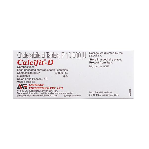 CALCIFIT D Delicious Mixed Fruit Flavoured chewable Tablet 10's