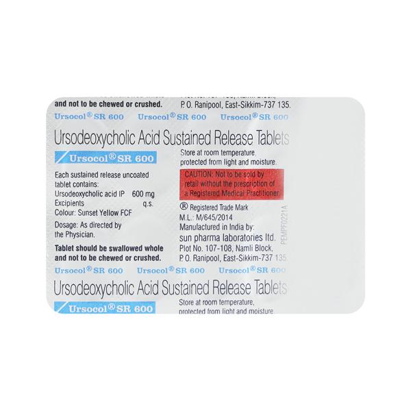 Ursocol SR 600mg Tablet 10'S