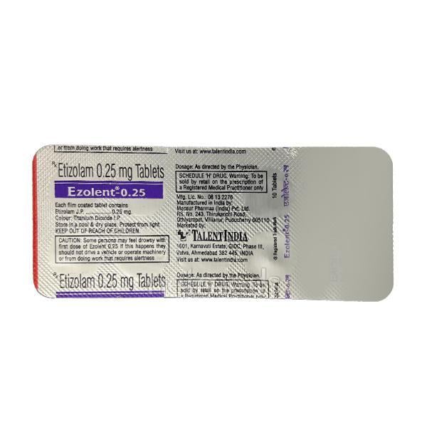 Ezolent 0.25mg Tablet 10'S