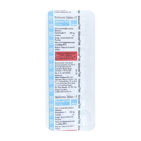 Gluformin 500mg Tablet 10'S