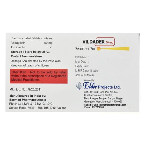 VILDADER 50 Tablet 15's