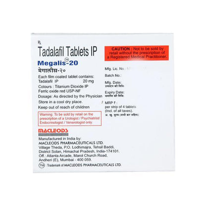 Megalis 20mg Tablet 4'S
