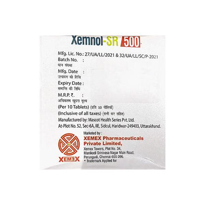 XEMNOL SR 500 Tablet 10's - Global Surgicals