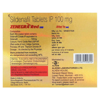 Zenegra Red 100 Tablet 4'S