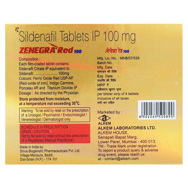 Zenegra Red 100 Tablet 4'S