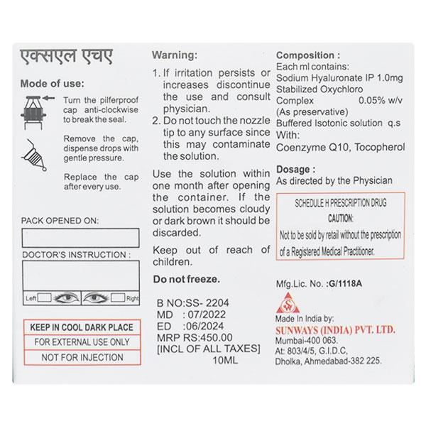 XLHA Eye Drops 10ml - Global Surgicals
