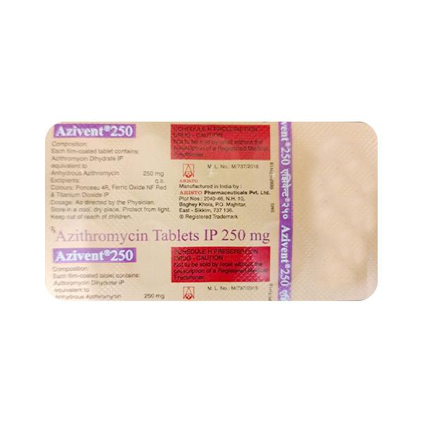 Azivent 250Mg Tablet 10's