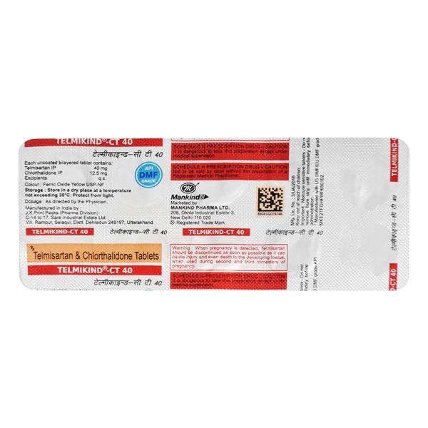 Telmikind CT 40mg Tablet 10'S
