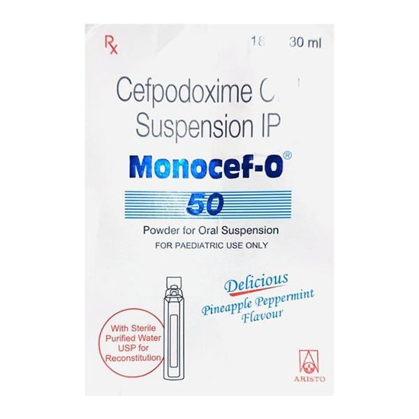MONOCEF O 50 DELICIOUS PINEAPPLE PEPPERMINT FLAVOUR Oral Suspension 30ml