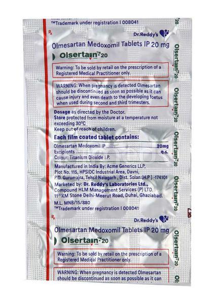Olsertain 20mg Tablet 15'S