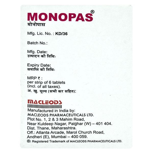 Monopas 1000mg Tablet 6'S