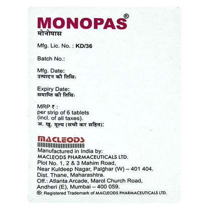 Monopas 1000mg Tablet 6'S
