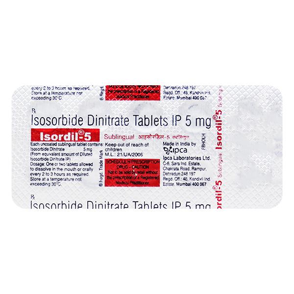 Isordil 5mg Tablet 10'S