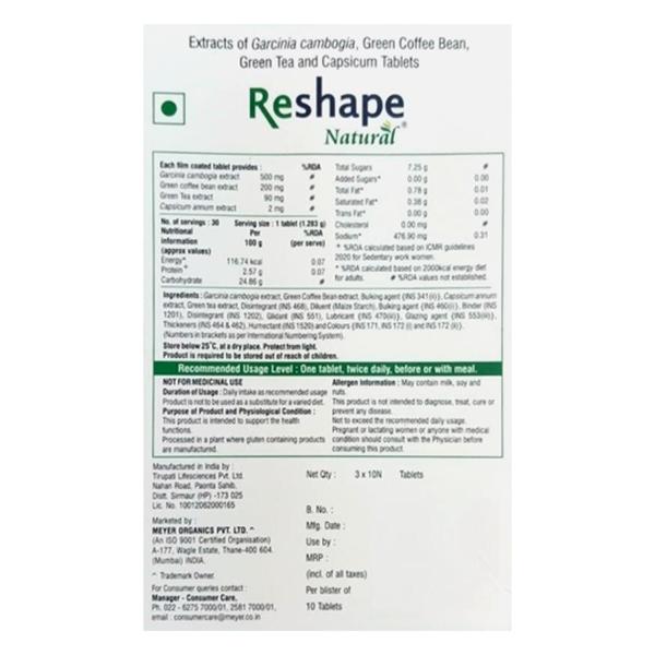 RESHAPE NATURAL GLUTEN FREE Tablet 10's