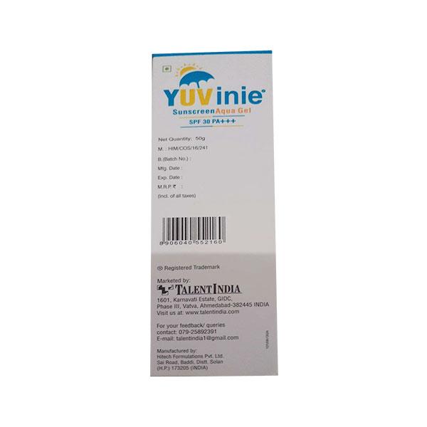 YUVINIE SPF 30 PA +++ UVA+UVB SUNSCREEN AQUA Gel 50gm - Global Surgicals