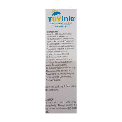 YUVINIE SPF 30 PA +++ UVA+UVB SUNSCREEN AQUA Gel 50gm - Global Surgicals