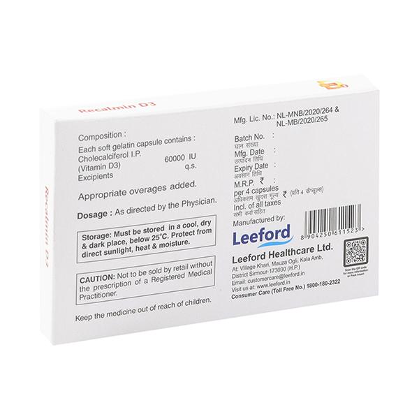 RECALMIN D3 60 K IU SUGAR FREE ORANGE FLAVOUR Chewable Tablet 4's