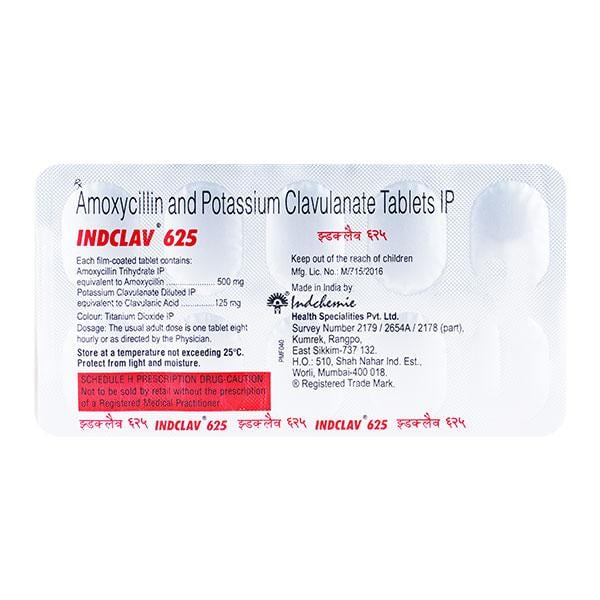 Indclav 625mg Tablet 10'S