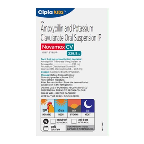 NOVAMOX CV 228.5MG TANGY ORANGE FLAVOUR Dry Syrup 60ml