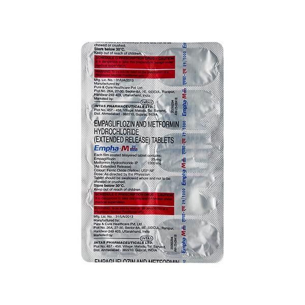 EMPHA M 25/1000 Tablet 10's