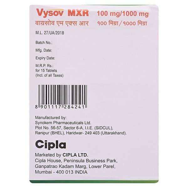 VYSOV MXR 100/1000mg Tablet 15's