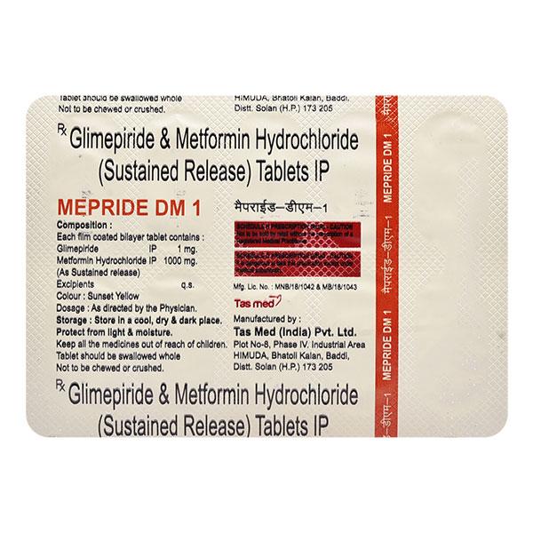 Mepride DM 1mg/1000mg Tablet 10'S
