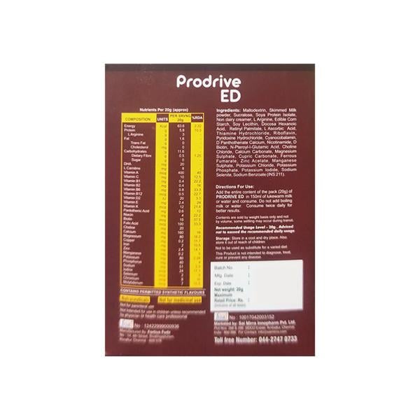 PRODRIVE ED NO ADDED SUGAR AMERICAN ICE CREAM FLAVOUR Sachet 20g