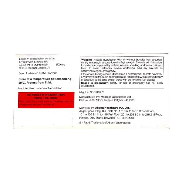 ERYTHROCIN NEW 500 Tablet 10's