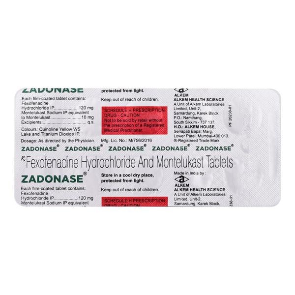Zadonase 10/120mg Tablet 10'S - Global Surgicals