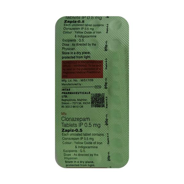 ZAPIZ 0.5 Tablet 20's - Global Surgicals