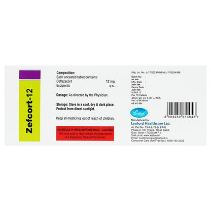 ZEFCORT 12 Tablet 10's - Global Surgicals