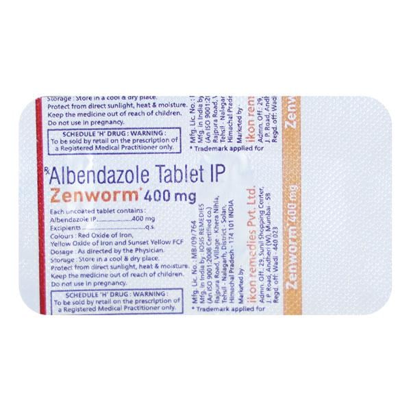 ZENWORM 400mg Tablet 1's - Global Surgicals
