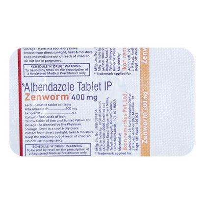 ZENWORM 400mg Tablet 1's - Global Surgicals