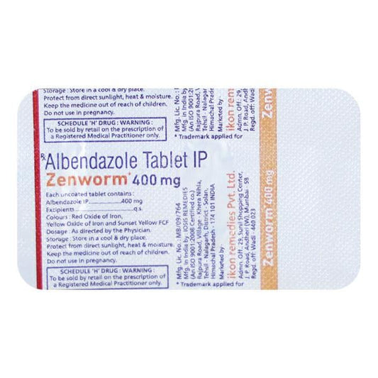 ZENWORM 400mg Tablet 1's - Global Surgicals