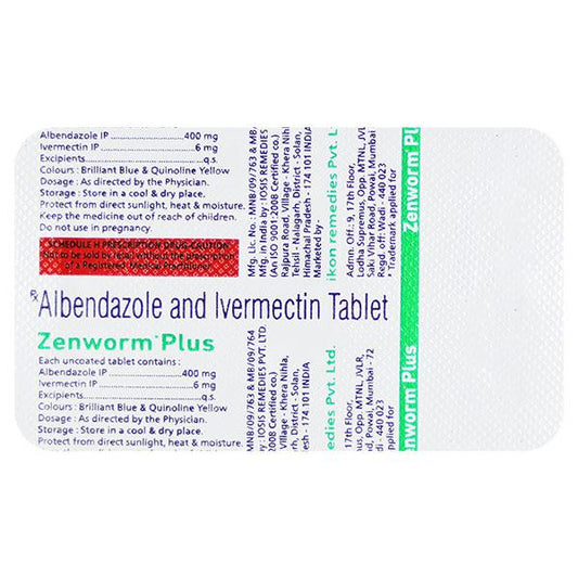 ZENWORM PLUS Tablet 1's - Global Surgicals