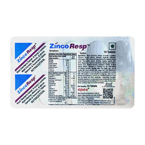 ZINCORESP Tablet 10's - Global Surgicals