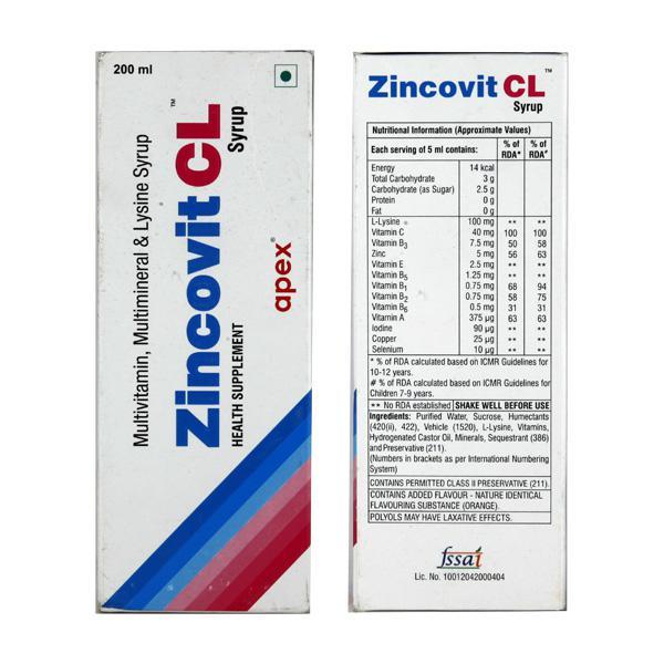 Zincovit CL Syrup 200ml - Global Surgicals