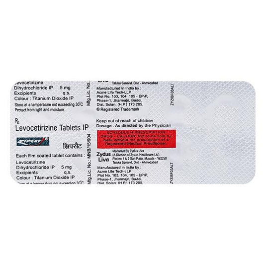 Zipcet 5mg Tablet 10'S - Global Surgicals