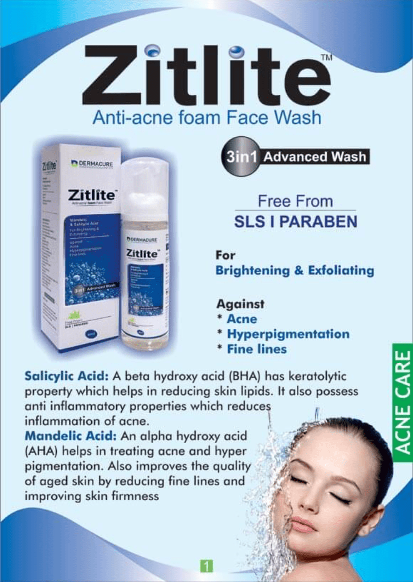 ZITLITE ANTI ACNE FOAM Face Wash 60ml - Global Surgicals